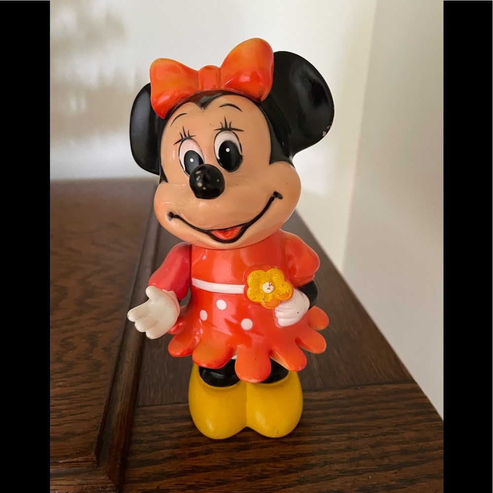Vintage Disney Minnie Mouse vinyl bank.